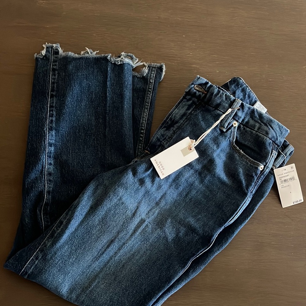 NWT- Good American Jeans - Good Curve Straight Crossover Waist - size 6
